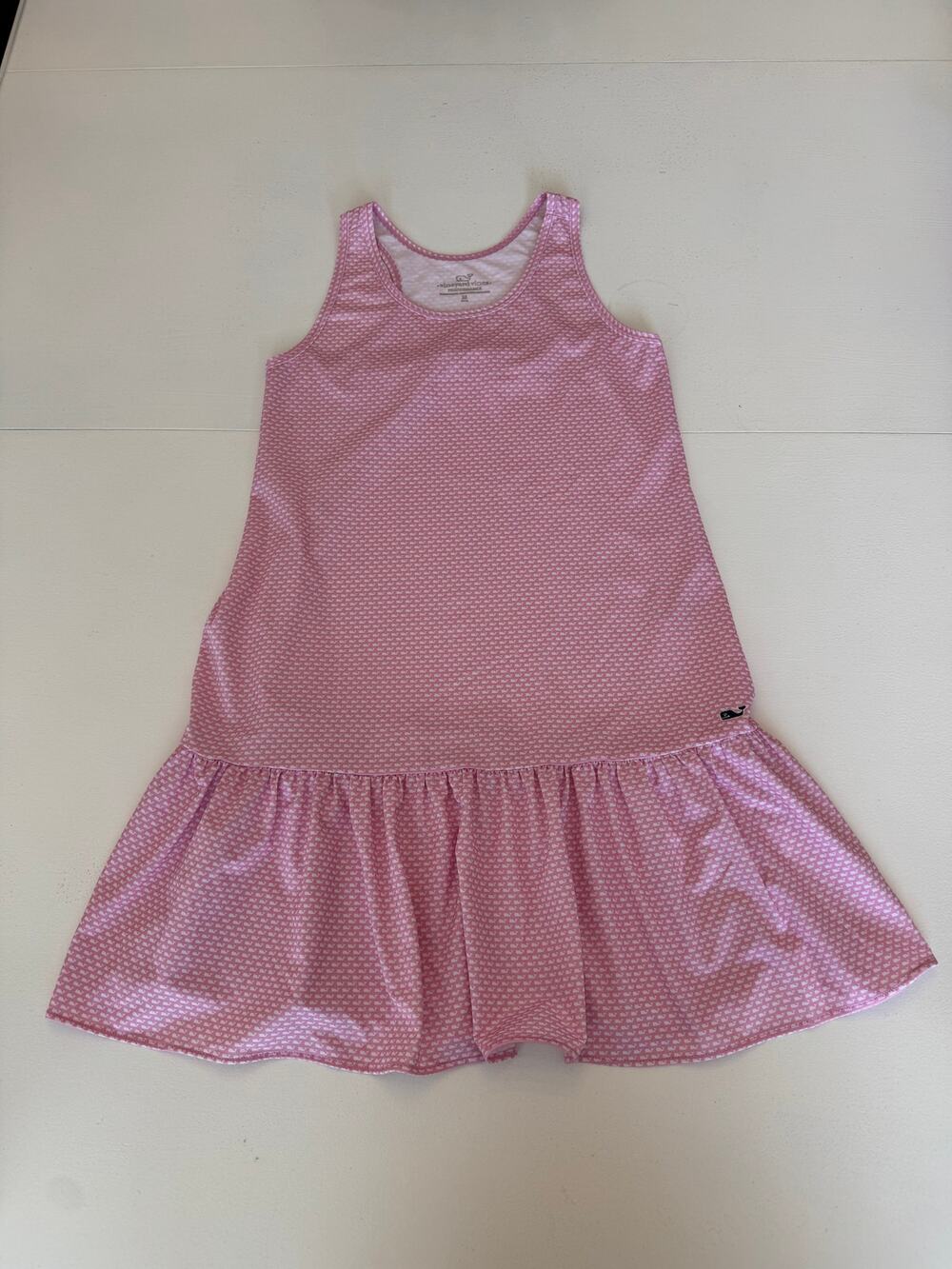 Vineyard Vines Girls Active Dress Pink Whale Logo Tank Sporty Size Medium 10-12